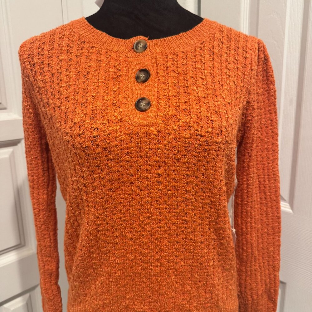 Urban Outfitters NWT Lumiere Orange Crew Neck Sweater Small Orange Longsleeve - Picture 2 of 7